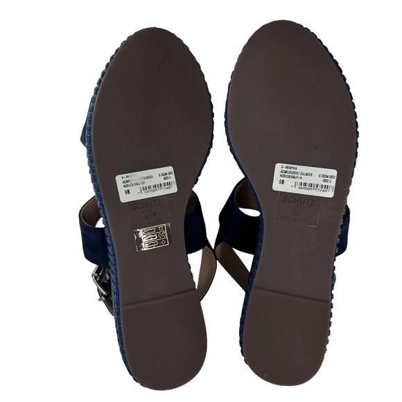 SCHUTZ Women's 3" Sandal Platform Blue Sz 9B Nubuck NWT‎ - Picture 6 of 7